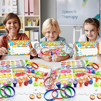 108 Pcs 100 Days of School Awards Set Teacher Favor Gift Kit Include 100th day of school Pencils Bracelets Stickers Certificate Stamp Button Pins for Happy 100 Days of School Party Favors Supplies