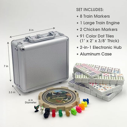 Mexican Train & Chicken Domino Set, Professional Set of 91, Double of 12