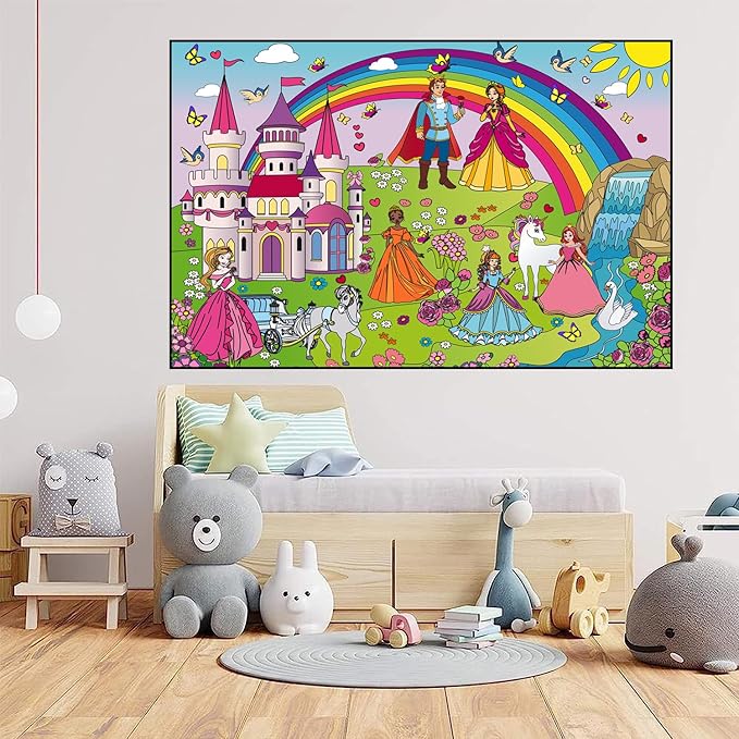 ALEX Art, Giant Coloring Poster - Princess Huge Posters to Color - Large Coloring Poster for Wall - Coloring Posters for Kids - Giant Coloring Pages - Jumbo Coloring Poster, Big 38.5" x 26"