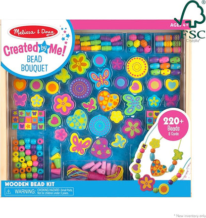 Melissa & Doug Created by Me Bead Bouquet Deluxe Wooden Bead Set With 220+ Beads for Jewelry-Making Kits for Kids 4+ - FSC-Certified