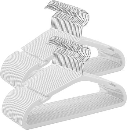 SONGMICS Kids Hangers 50 Pack, 14 x 8 Inches, Baby Hangers for Closet, Non-Slip Velvet Hangers, Childrens Hangers, Space-Saving Clothes Hangers, Wide Shoulder Notches, Cloud White UCRF038W01