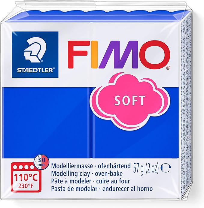 Staedtler FIMO Soft Polymer Clay - -Oven Bake Clay for Jewelry, Sculpting, Crafting, Brilliant Blue 8020-33