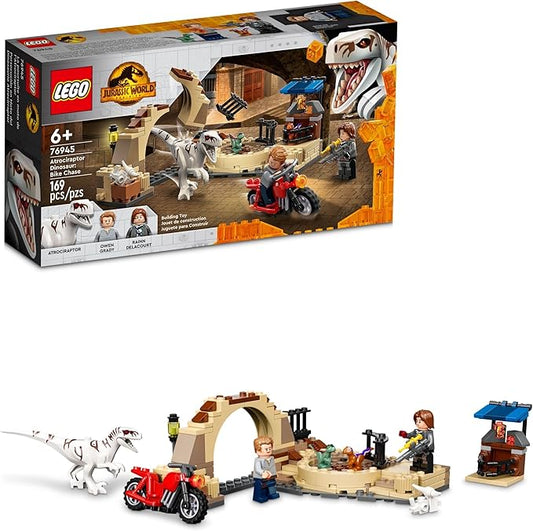 LEGO Jurassic World Atrociraptor Dinosaur: Bike Chase Set 76945, Dinosaur Toys for Boys, Girls, Kids Age 6 Plus, with 3 Dino Figures and Toy Motorcycle