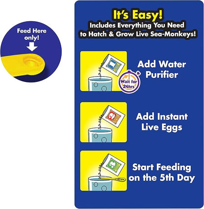 BANDAI The Original Sea Monkeys - Sea Monkeys On Mars - Grow Your Own Pets Science Kit- Includes Eggs, Food, and Water Purifier