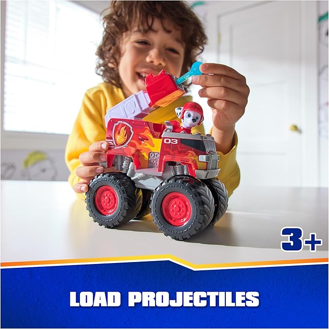 Paw Patrol: Rescue Wheels Marshall’s Firetruck, Toy Truck with Projectile Launcher and Collectible Action Figure, Kids Toys for Boys & Girls Ages 3+