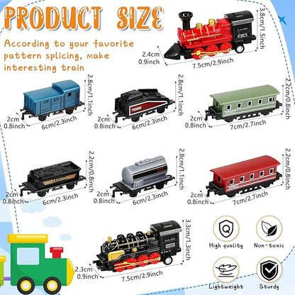 Hanaive 2 Sets Train Toys Small Alloy Retro Simulation Steam Pull Back Train Model Diecast Locomotive for Boys Girls Birthday Party Favor Classroom School Reward Gifts