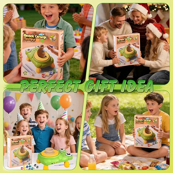 Pottery Wheel for Kids Complete Pottery Painting Kit Arts and Crafts for Kids Ages 3-12 with 4 Pack Pottery Clay,Sculpting Tools, DIY Kits Clay Maker for Beginners Art Supplies Toys for Girls Boy