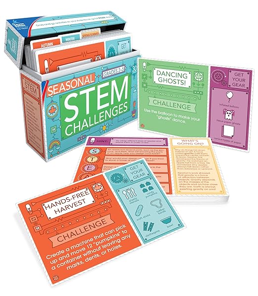 Carson Dellosa Seasonal STEM Challenges STEM Kits, 30 STEM Building Activities and Educational Games, Grades 2-5 STEM Learning Toys, STEM Kids Ages 7-11