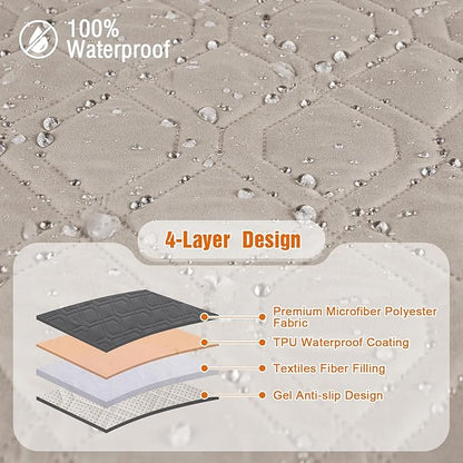 VANSOFY 100% Waterproof Recliner Chair Covers, Recliner Cover Non-Slip Dog Chair Cover Furniture Protector Washable Slipcover with Pocket, Elastic Straps for Pets, Dogs(Khaki, 23.6")