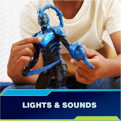 DC Comics, Battle-Mode Blue Beetle Action Figure, 12-inch, Lights & Sounds, Easy to Pose, Movie Superhero Kids Toys for Boys & Girls, Ages 4+