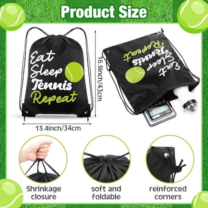 48 Pcs Tennis Party Favors for Kids Include 12 Tennis Drawstring Bags, 12 Tennis Keychain, 12 Silicone Tennis Bracelets, 12 Mini Stress Ball for Sports Birthday Supplies Decorations