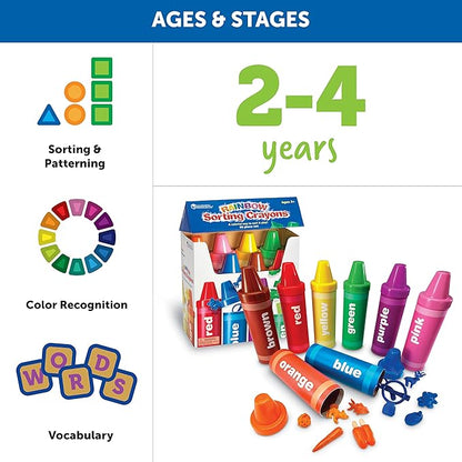 Learning Resources Rainbow Sorting Crayons - 56 Pieces, Ages 3+ Kids Crayons, Early Color Recognition & Sorting, Toddler Sort and Stacking Toys