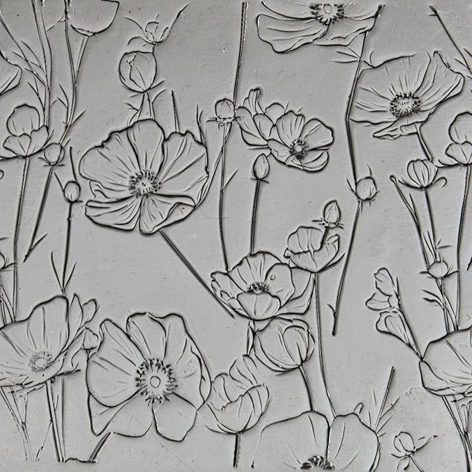 Floral Foliage Collection 4-Pack Clay Texture Rollers (4") - Seamless Meadow Set #01 - Embossing Pattern Rollers for Polymer & Ceramic Clay, Pottery & Crafts