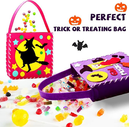 Flying Childhood Sew Your Own Bags - Kids Sewing Kit - Felt Crafts for Kids - Make 6 Felt Trick or Treat Bags - Birthday Gifts for Girls