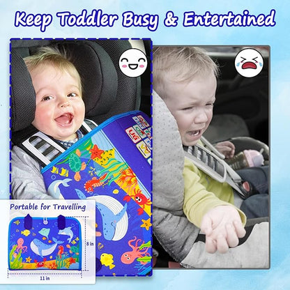 Busy Board, Ocean Toddler Busy Book Montessori Toys for 1 2 3 4 Year Old, Sensory Board Learning Activities Fine Motor Skills, Christmas Birthday Gifts for Girls Boys, Travel Toys for Airplane Car