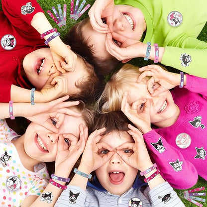 Kawaii Birthday Party Decorations, Kawaii Birthday Party Supplies Include 12 Key Chains, 12 Bracelets, 12 Button Pins, 50 Stickers, Kawaii Party Favors for Girls