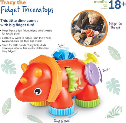 Learning Resources Tracy The Fidget Triceratops - Sensory Toys for Toddlers, Fidget Toys for Kids, Travel Toys for Toddlers