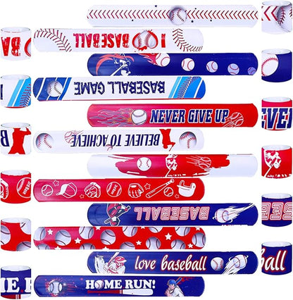 48pcs Baseball Party Slap Bracelets Sport Slap Bracelets for Kids Baseball Theme Bracelets Motivational Wristband Bracelets Classroom Prizes Birthday Gifts Baseball Party Favors