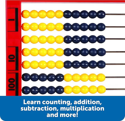 Learning Resources 2-Color Desktop Abacus, Red Frame, Color Coded, Math Concepts