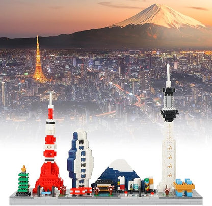 Building Block Set, Architecture Model Tokyo Skyline Collection 1880PCS Micro Building Blocks Gift for Adults