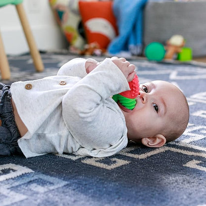 Infantino Lil' Nibblers Vibrating Apple Teether -Sensory Exploration and Teething Relief with Soothing Vibrations and Textures, Red Apple