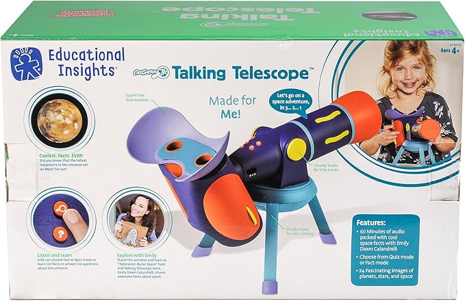 Educational Insights GeoSafari Jr. Talking Telescope (English & Asian Audio Version) - Telescope for Kids, STEM Toys, Interactive Learning for Kids Ages 4+, Space Toys for Kids