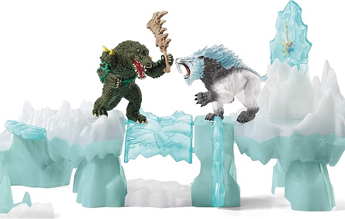 Schleich Eldrador Creatures, Mythical Creatures Toys for Kids, Attack on Ice Fortress Set with Ice Monster and Jungle Monster Action Figures, Ages 7+