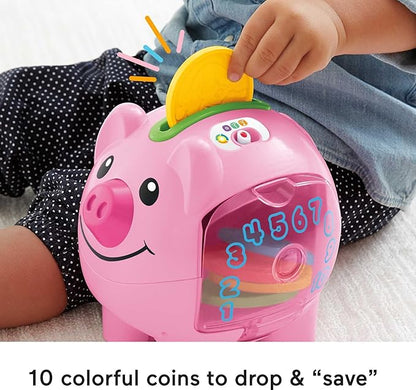 Fisher-Price Baby & Toddler Toy Laugh & Learn Smart Stages Piggy Bank with Educational Songs & Phrases for Infants Ages 6+ Months