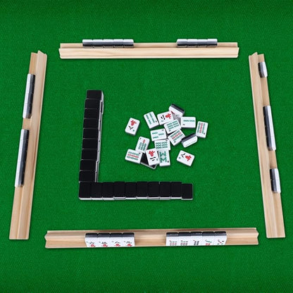 GOTHINK Wooden Mahjong Tiles Trays/Racks/Holders Set of 4, Upgrade Your Mahjong Game, Racks for Mahjong, Mexican Train, Dominoes, and More (Racks Only)
