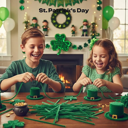 Caydo 200 Pieces Dark Green Pipe Cleaners Craft for Easter Decoration, Fluffy Chenille Stems Bulk for Kids Art Craft Projects, 12 Inch x 6 mm