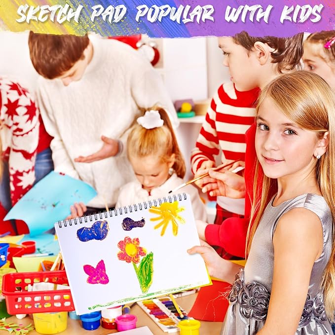Fulmoon 100 Pcs Operation Christmas Bulk Drawing Pad for Kids 30 Sheets Drawing Paper Coloring Sketch Book Art Supplies for Adults Crayons Pencils School Office Christmas Art Supplies, 6 x 9 Inch