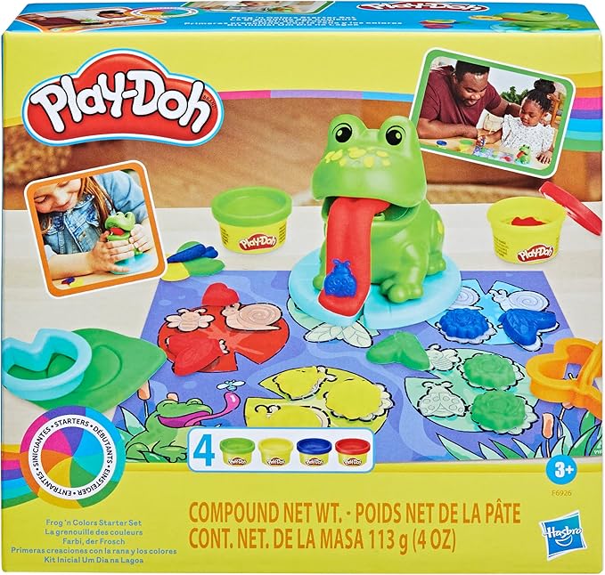 Play-Doh Frog ‘n Colors Starter Set, 4 Colors & Playmat, Frog Toy Playset, Easter Gifts for Boys & Girls, Preschool Toys, Kids Arts & Crafts, Ages 3+