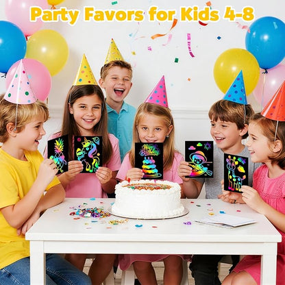 ZMLM Scratch Rainbow Art Paper Set - 100Pcs Magic Scratch Off Art Craft Supplies Kits for Kids Girls Boys Black Scratch Notes Sheet Doodle Pad for Fun DIY Toy Return Gift Birthday Party Favors