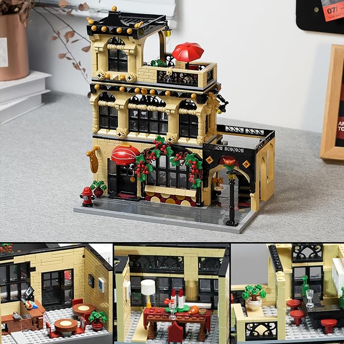 ENJBRICK Flowers City Restaurant Assembly Square Building kit for Adutls,Creator Building Sets for Girls 8-12 Years 1489 pcs
