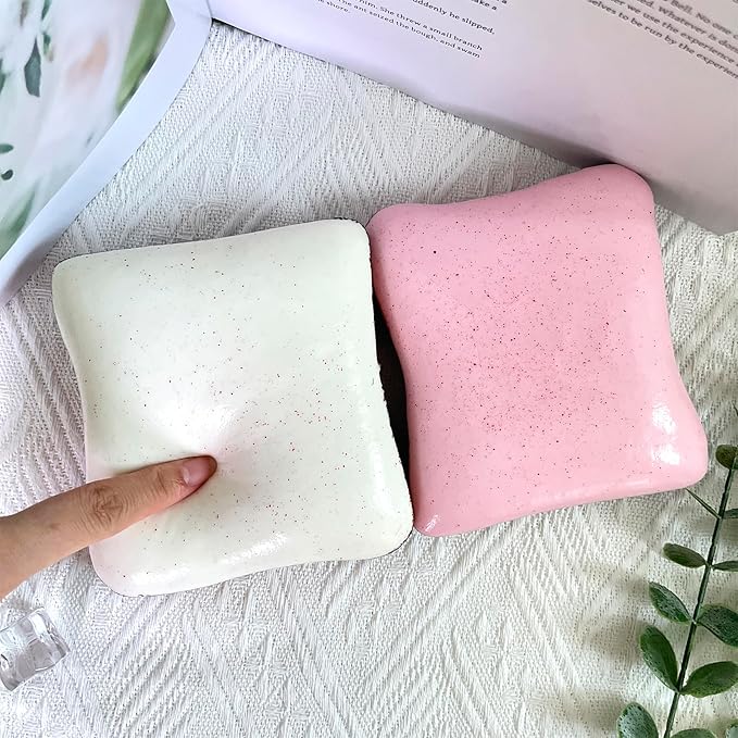 Bread Butter Squishy,Slow Rising Squishy，Stress Balls，Stress Relief & Fidget for ADHD，Party Favor Gift (Pink and White)