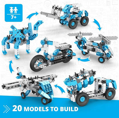 Engino Toys Creative Engineering STEM Maker Master 20-Model Set, Think and Build in 3D Space, Activities and Experiments, African Safari, Jupiter, Saturn, Home Learning, for Ages 7+