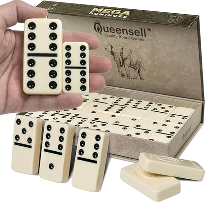 Mega Large 3" Dominoes Set for Adults and Kids – Dominoes Double 6 Classic Board Games – Double Six Dominoes Set with 28 Tiles and Gift Case, Juegos de Mesa (MEGA)