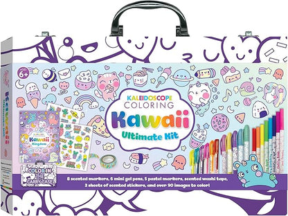 Hinkler Kaleidoscope: Coloring Kawaii Ultimate Kit - Kids Cute Carry Case Kit Includes Scented Markers, Stationery & Stickers, Color in The Case, Ages 6+
