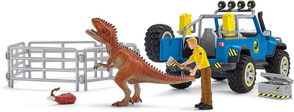 Schleich Dinosaur Toy Truck with Dino Outpost & Giganotosaurus 36- Piece Playset for Kids Ages 4+