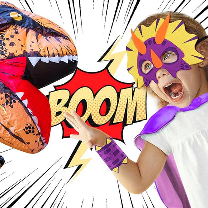 iROLEWIN Dinosaur-Costume for Kids Dragon Cape Mask as Boys Girls Dino Dress-Up Clothes for Play Toys Birthday Party Gifts