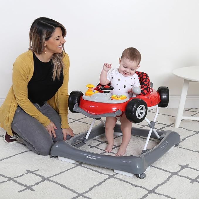 Smart Steps Trend 5.0 Activity Walker with Removable Toy Bar (Lights and Sounds), Adjustable Height and Flat Fold Frame for Storage, Ages 6 Months +, Speedster Red