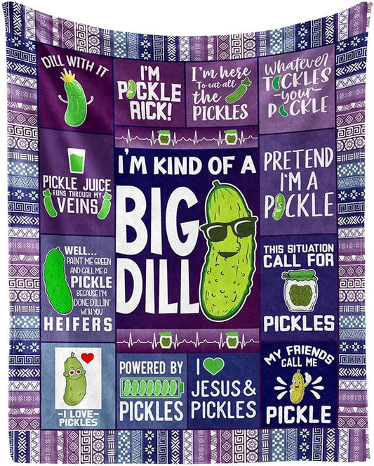 Pickle Blanket for Boys Girls, Cute Pickle Themed Design Printed Throw Blankets for Kids Lap, Chair Sofa, Warm Soft Cozy Blanket, 40"x 50"