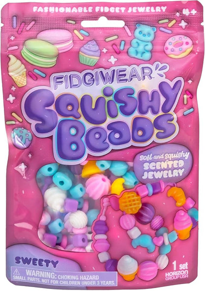 Fidgiwear Squishy Beads – Pink Sweety Theme, Create Fashionable Fidget Jewelry with Scented Squishy Beads for Jewelry Making, Toddler Sensory Bracelet Making Kit for Ages 3+