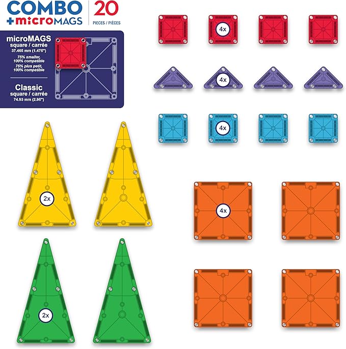 MAGNA-TILES Combo 20-Piece Magnetic Construction Set, The Original Magnetic Building Brand