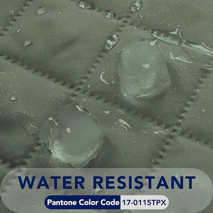 PureFit Reversible Quilted Sofa Cover, Water Resistant Slipcover Furniture Protector, Washable Couch Cover with Non Slip and Elastic Straps for Kids, Dogs, Pets (Loveseat, Greyish Green/Beige)