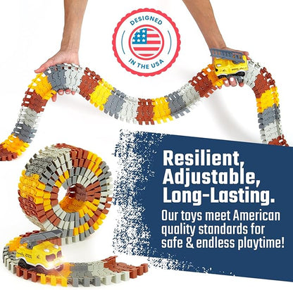 JITTERYGIT Construction Race Track Site Toy - Including Sandbox Vehicles, Trucks, Excavator, Bulldozer, Dump Truck, Crane - Birthday Gift for Kids, Boys, Girls, Toddlers for Ages 3 4 5 6 7 8 Year Old