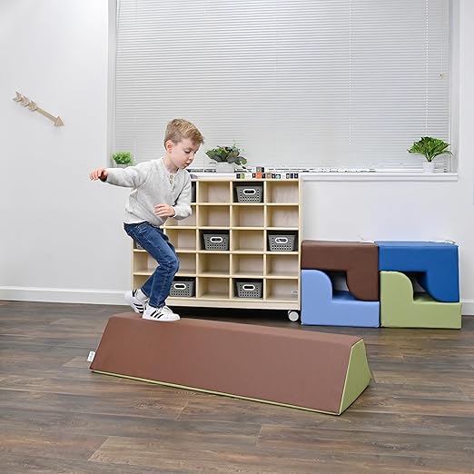 Children's Factory Soft Balance Beam, Firm Foam Walking Beam, Build Coordination and Gross Motor Skills, Woodland