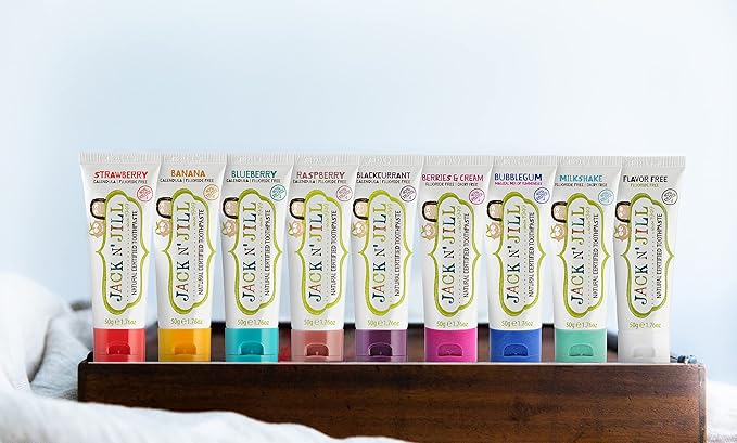 Jack N' Jill Natural Toddler Toothpaste for Baby, Kids and Infants 6 Months & Up, Fluoride Free Training Toothpaste for Toddlers 1-3 (1.76 Fl Oz (Pack of 2), Blueberry & Blackcurrant)