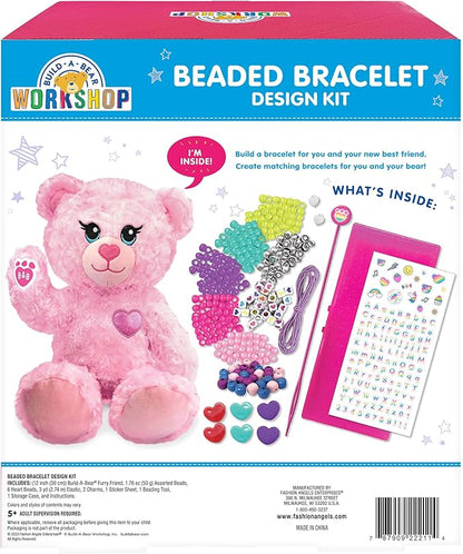Fashion Angels Build-A-Bear Beaded Bracelet Design Kit - Design BFF Bracelets for Girls with Your Stuffed Bear - Beading Tool for Bracelet Making - Heart Beads for Jewerly - Ages 5 and up