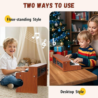 CAHAYA Kids Piano Keyboard Wooden - 25 Keys Digital Piano for Kids Fun & Music Educational Toy Wood Keyboard for 3+ Girls and Boys Birthday Gifts